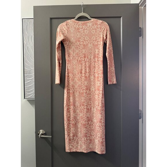 Rachel Pally Pink Floral Long Sleeve Midi Dress S Modal/Spandex - Picture 2 of 4
